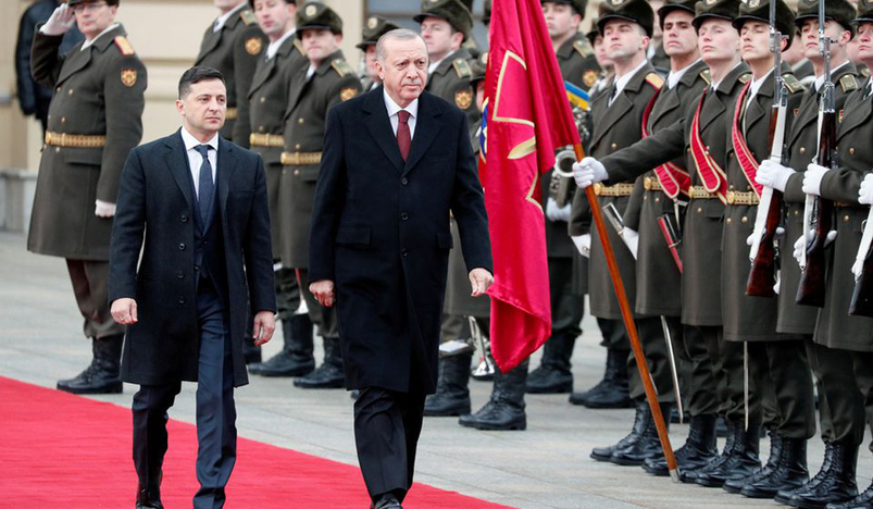 Ukrainian President Volodymyr Zelenskiy and Turkish President Tayyip Erdogan